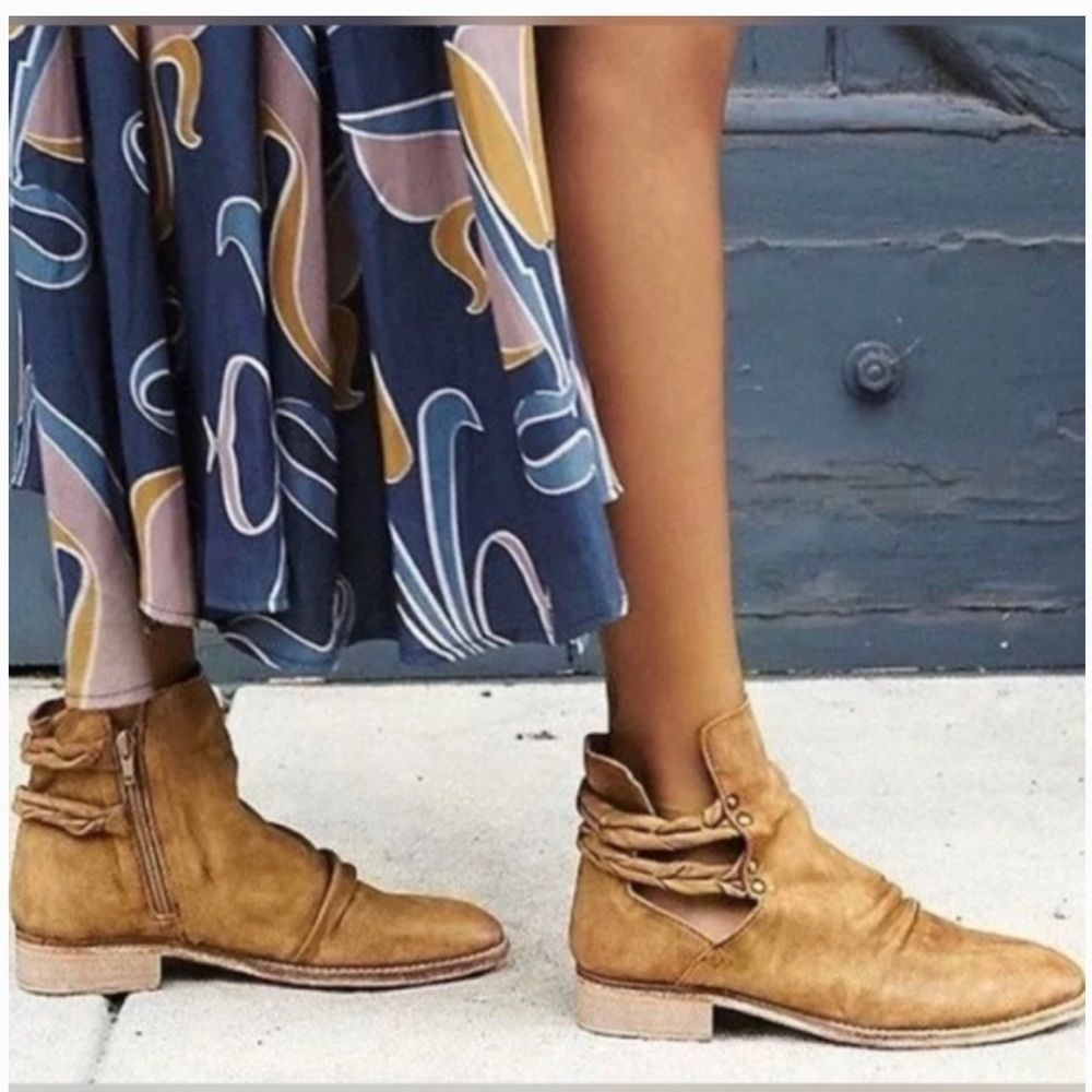 Free People Landslide Braided Leather Ankle Booties - Picture 2 of 12